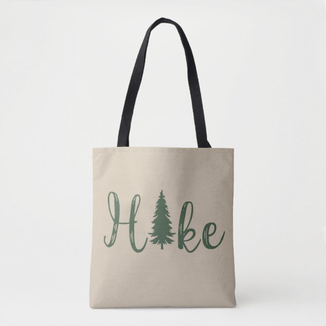 Hike logo pine tree hiking lover tote bag (Front)