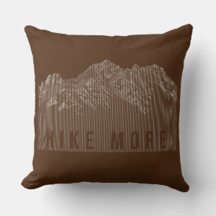 Hike More Mountains White Cushion