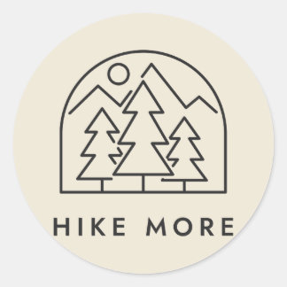 Hike More Pine Trees and Mountains Drawing Classic Round Sticker
