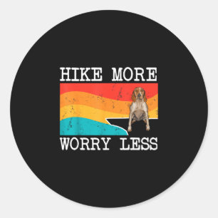 Hike more worry less american english coonhound classic round sticker