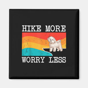 Hike more worry less bichons frise graphic hiking  magnet