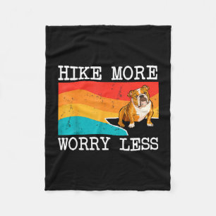 Hike more worry less bulldog graphic hiking fleece blanket