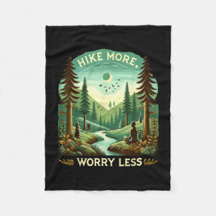 Hike more worry less funny hiking outdoor hiker fleece blanket