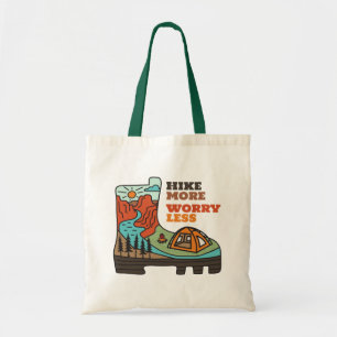 Hike More Worry Less Funny Hiking Tote Bag