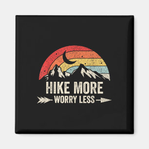 Hike more worry less retro mountain hiking graphic magnet