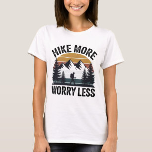 Hike More, Worry Less – Retro Sunset Hiking Tee