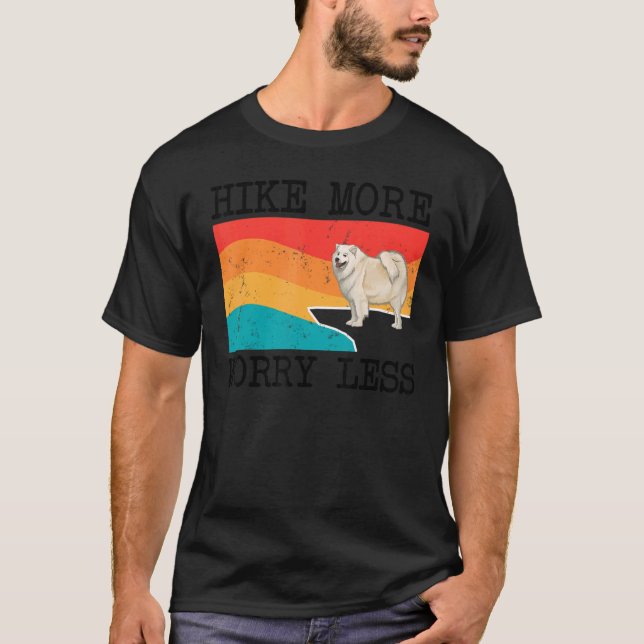 Hike More Worry Less Samoyed Graphic Hiking T-Shirt (Front)