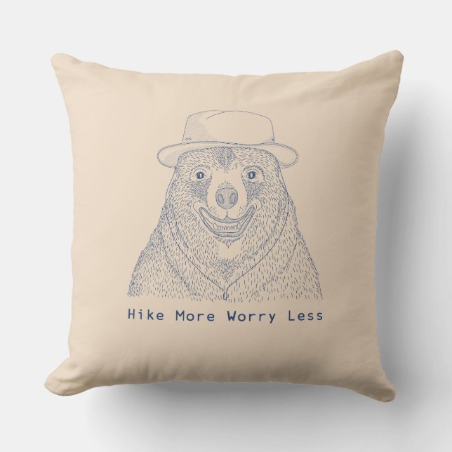 Hike More Worry less / Smiling Bear Cushion (Front)