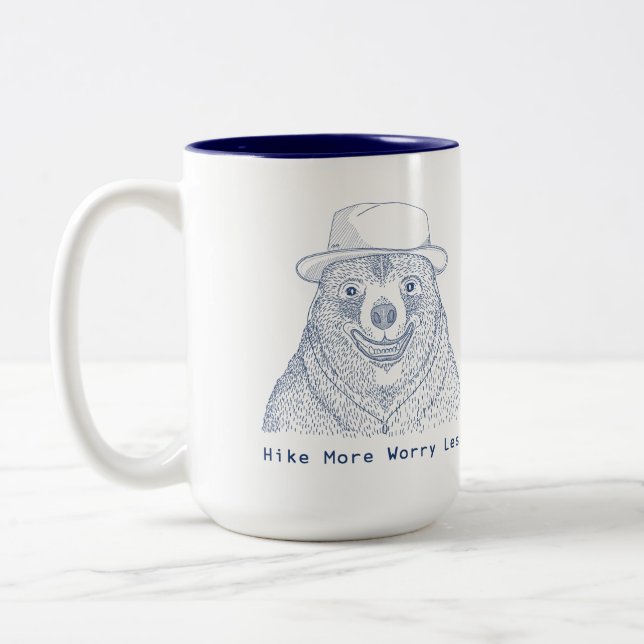 Hike More Worry less / Smiling Bear Two-Tone Coffe Coffee Mug (Left)