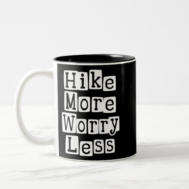 Hike More, Worry Less Two-Tone Coffee Mug (Left)