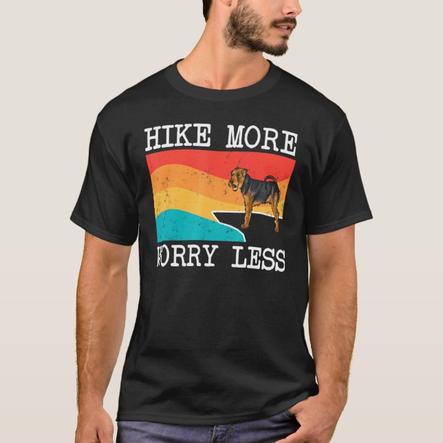 Hike More Worry Less Welsh Terrier Graphic Hiking T-Shirt (Front)