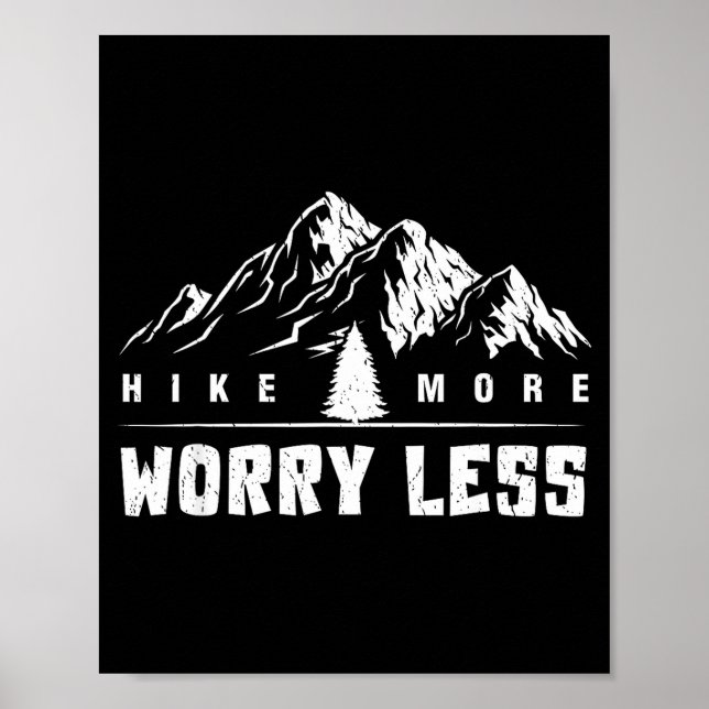 Hike more worry retro less funny mountains hiking poster (Front)