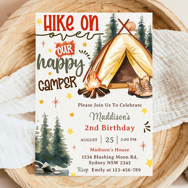 Hike On Our Happy Camper Birthday Party  Invitation (Creator Uploaded)