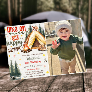 Hike On Our Happy Camper Birthday Party Photo Invitation