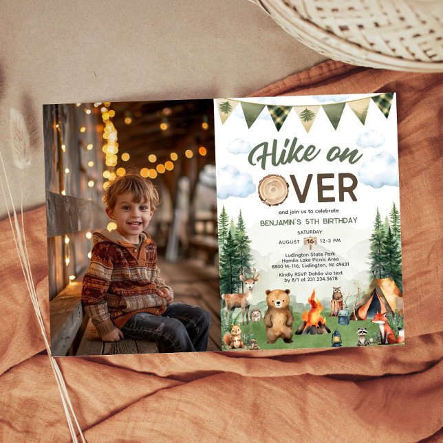 Hike on Over Camping Birthday Photo Invitation (Hike on Over Camping Birthday Photo Invitation
)