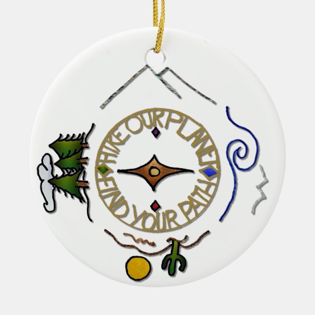 Hike Our Planet Hiker's Soul Compass Ceramic Ornament (Front)