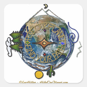 Hike Our Planet Hiker's Soul Compass Earth Square Sticker