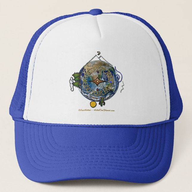 Hike Our Planet Hiker's Soul Compass Earth Trucker Hat (Front)
