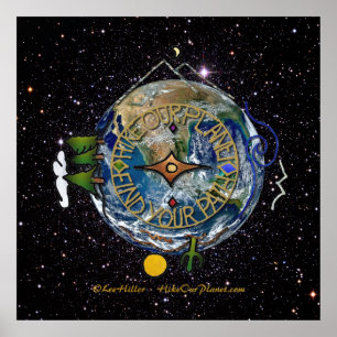 Hike Our Planet Hiker's Soul Compass Space Poster