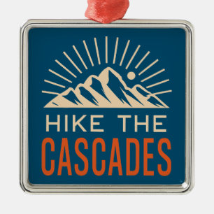 Hike The Cascades Sunburst Metal Ornament