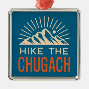 Hike The Chugach Mountains Sunburst Metal Ornament