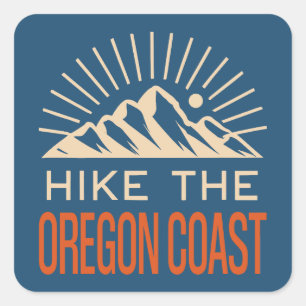 Hike The Oregon Coast Trail Sunburst Square Sticker