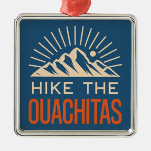 Hike The Ouachita Mountains Arkansas Sunburst Metal Ornament