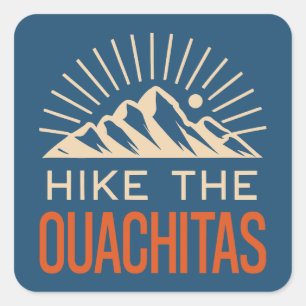 Hike The Ouachita Mountains Arkansas Sunburst Square Sticker