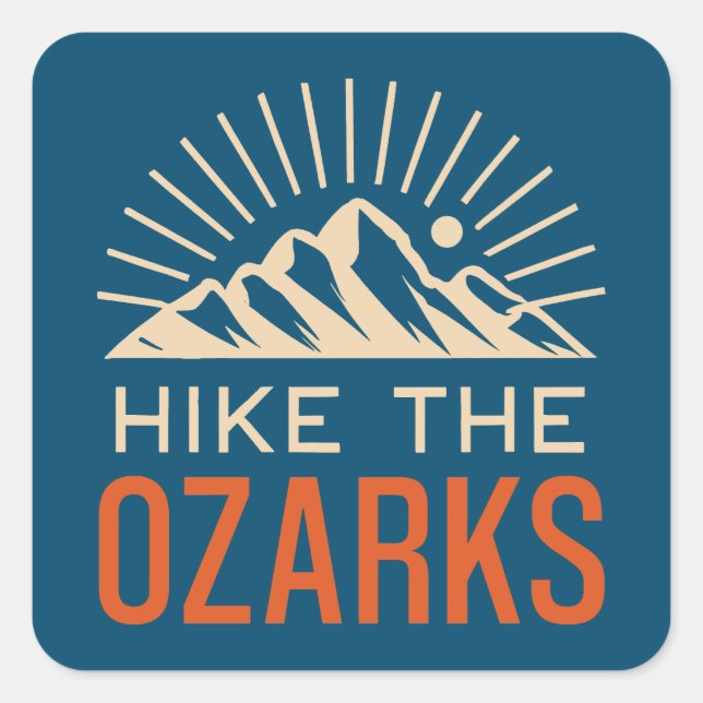Hike The Ozarks Sunburst Square Sticker (Front)