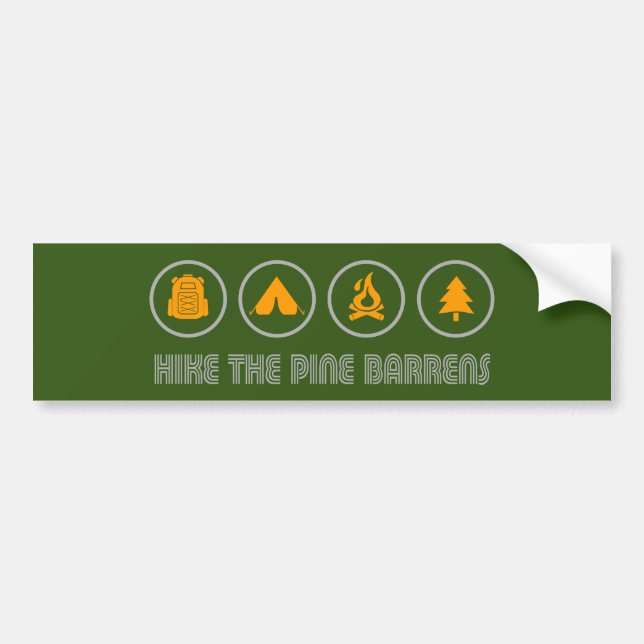 Hike The Pine Barrens New Jersey Bumper Sticker (Front)