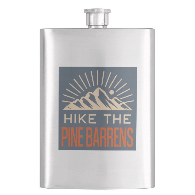 Hike The Pine Barrens New Jersey Sunburst Hip Flask (Front)