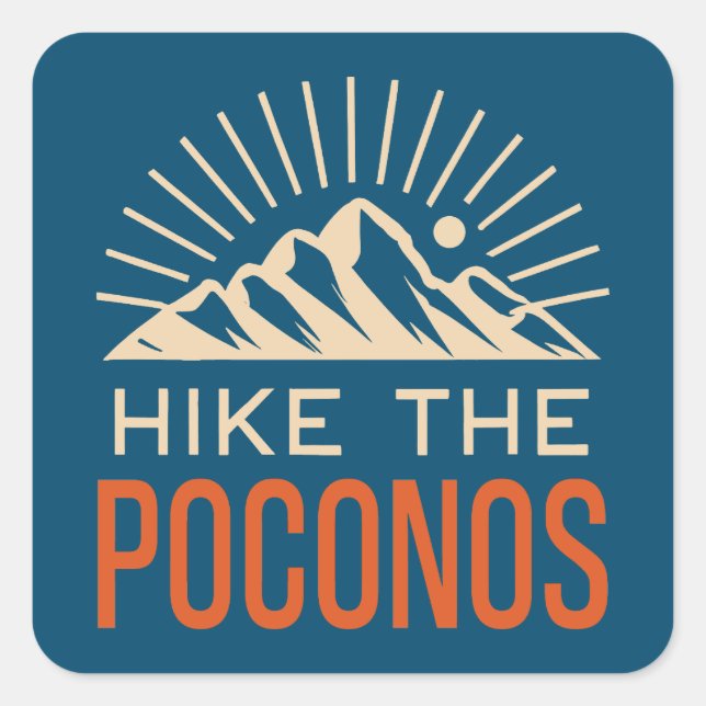 Hike The Poconos Sunburst Square Sticker (Front)