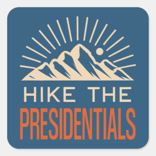Hike The Presidential Range New Hampshire Sunburst Square Sticker
