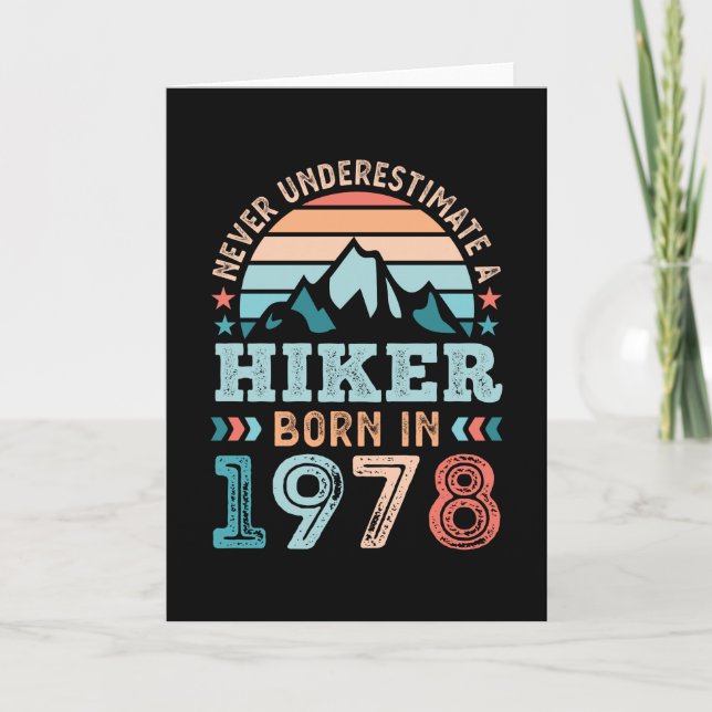 Hiker born in 1978 50th Birthday Hiking Retro Gift Card (Front)