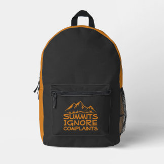 Hiker camping humor black orange printed backpack