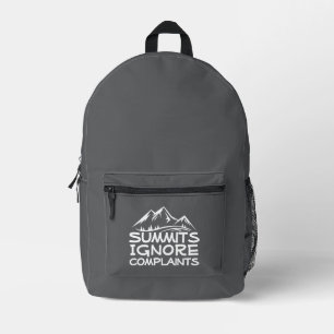 Hiker camping humor gray white printed backpack