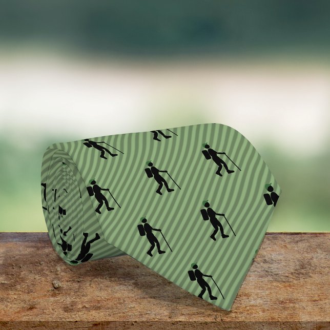 Hiker Figure Silhouette on Diagonal Stripey Tie (Creator Uploaded)