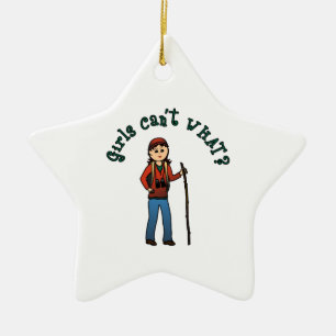 Hiker Girl Ceramic Ornament