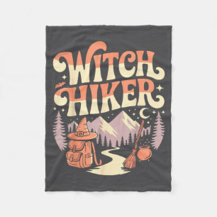 Hiker Hiking Witch Halloween Retro Vintage Witch H Fleece Blanket