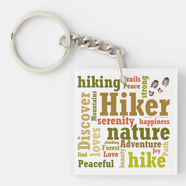 Hiker Hiking Word Cloud Acrylic Keychain (Front)