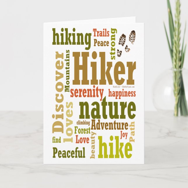Hiker Hiking Word Cloud Folded Greeting Card (Front)