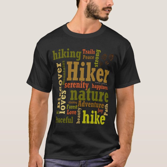 Hiker Hiking Word Cloud Men's T-Shirt (Front)
