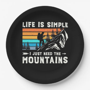 Hiker I Just Need The Mountains Paper Plate