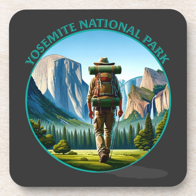 Hiker in Yosemite National park Coaster (Front)
