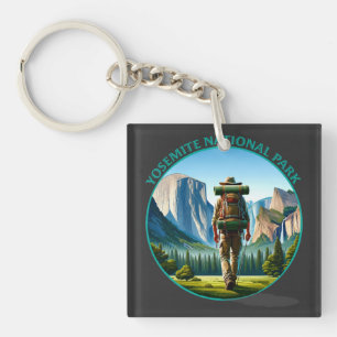 Hiker in Yosemite National park Key Ring