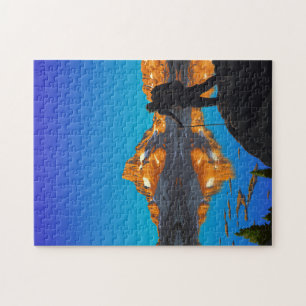 Hiker Overlooking Banner Peak - John Muir Trail Jigsaw Puzzle