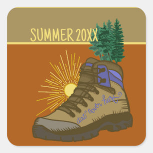 Hiker Personalised Camping Picnic Square Sticker