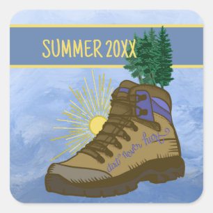Hiker Personalised Camping Square Sticker