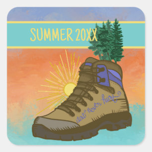 Hiker Personalised Camping Square Sticker