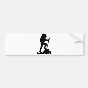 Hiker Silhouette Emblem Graphic Design Backpacker Bumper Sticker